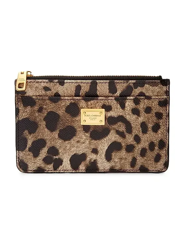 Women's Logo Leopard-Print Leather Card Case