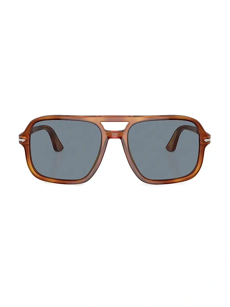 PERSOL Men's 58MM Aviator Sunglasses - Light Blue | Image 1 PERSOL Men's 58MM Aviator Sunglasses - Light Blue | Image 1