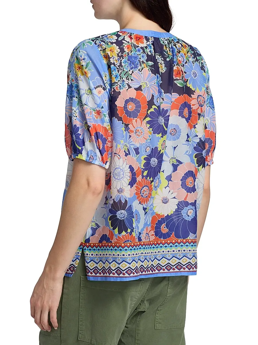 Johnny Was Women's Margot Floral Puff-Sleeve Blouse | Thumbnail 5 Johnny Was Women's Margot Floral Puff-Sleeve Blouse | Thumbnail 5