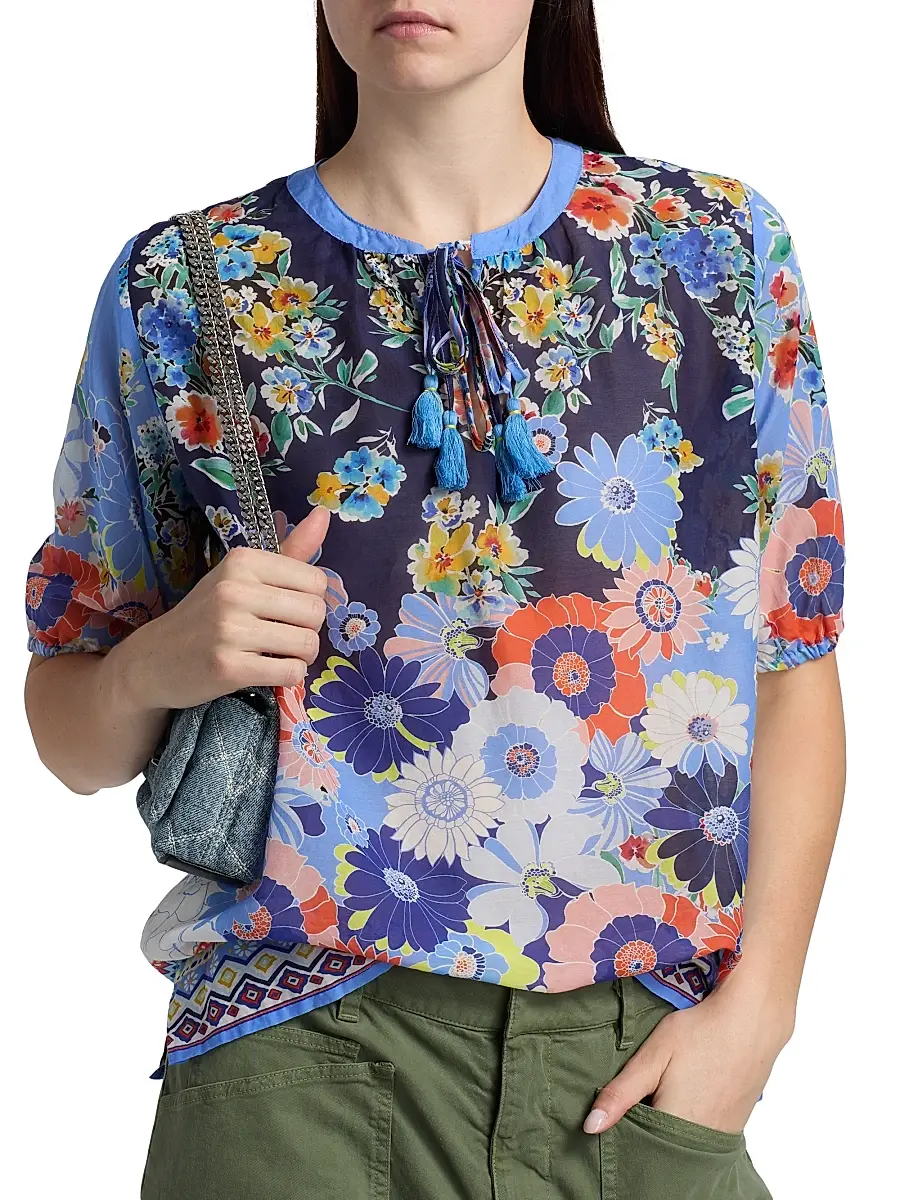 Johnny Was Women's Margot Floral Puff-Sleeve Blouse | Thumbnail 6 Johnny Was Women's Margot Floral Puff-Sleeve Blouse | Thumbnail 6