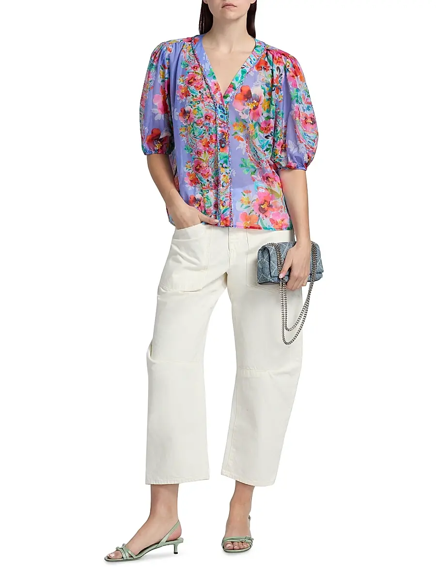 Johnny Was Women's Mirrian All My Love Floral Peasant Blouse | Thumbnail 2 Johnny Was Women's Mirrian All My Love Floral Peasant Blouse | Thumbnail 2