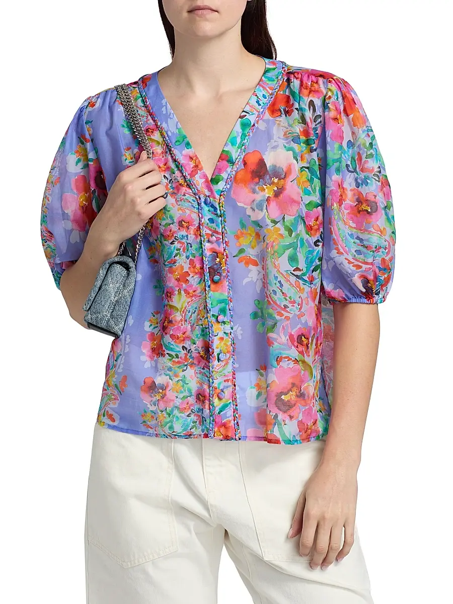 Johnny Was Women's Mirrian All My Love Floral Peasant Blouse | Thumbnail 3 Johnny Was Women's Mirrian All My Love Floral Peasant Blouse | Thumbnail 3
