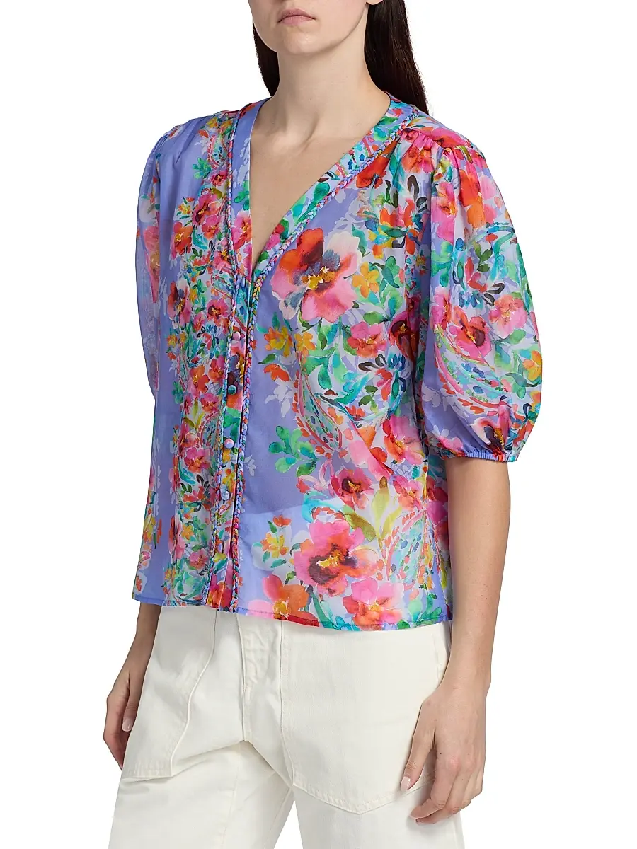 Johnny Was Women's Mirrian All My Love Floral Peasant Blouse | Thumbnail 4 Johnny Was Women's Mirrian All My Love Floral Peasant Blouse | Thumbnail 4