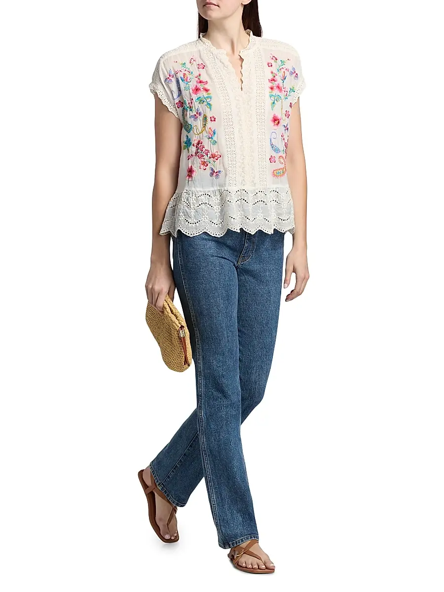 Johnny Was Women's Astrud Romana Embroidered Floral Blouse | Thumbnail 2 Johnny Was Women's Astrud Romana Embroidered Floral Blouse | Thumbnail 2