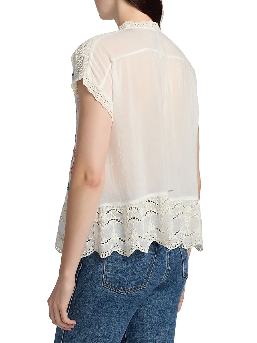 Johnny Was Women's Astrud Romana Embroidered Floral Blouse | Thumbnail 5 Johnny Was Women's Astrud Romana Embroidered Floral Blouse | Thumbnail 5
