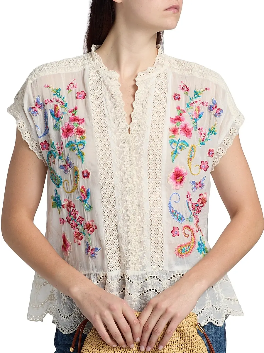 Johnny Was Women's Astrud Romana Embroidered Floral Blouse | Thumbnail 6 Johnny Was Women's Astrud Romana Embroidered Floral Blouse | Thumbnail 6