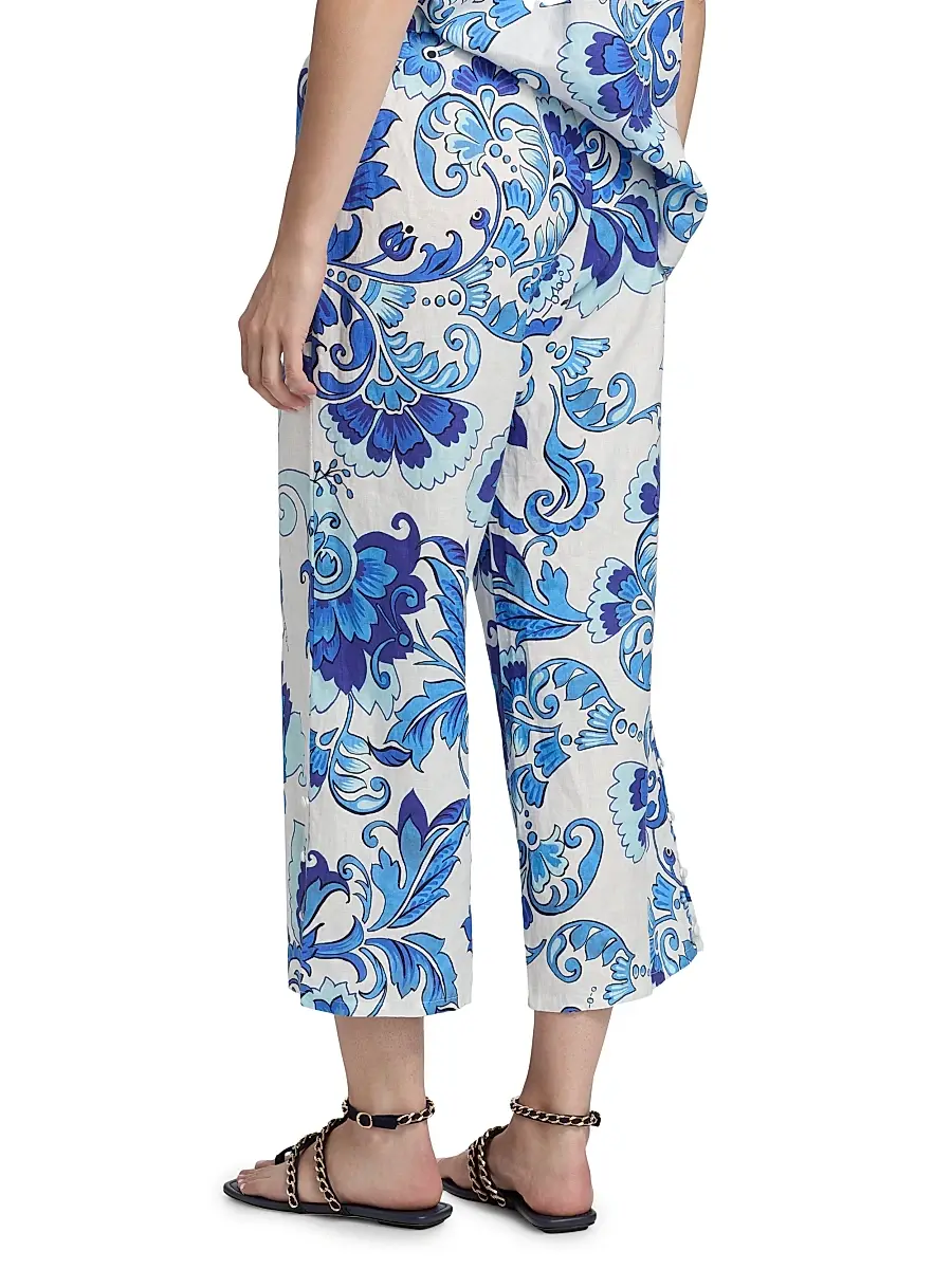 Johnny Was Women's Naidda Botanical Linen Crop Wide-Leg Pants | Thumbnail 5 Johnny Was Women's Naidda Botanical Linen Crop Wide-Leg Pants | Thumbnail 5