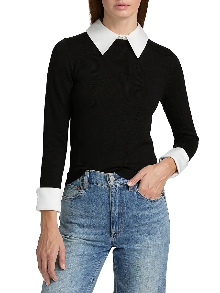 Alice + Olivia Women's Porla Collared Wool Sweater | Thumbnail 3 Alice + Olivia Women's Porla Collared Wool Sweater | Thumbnail 3