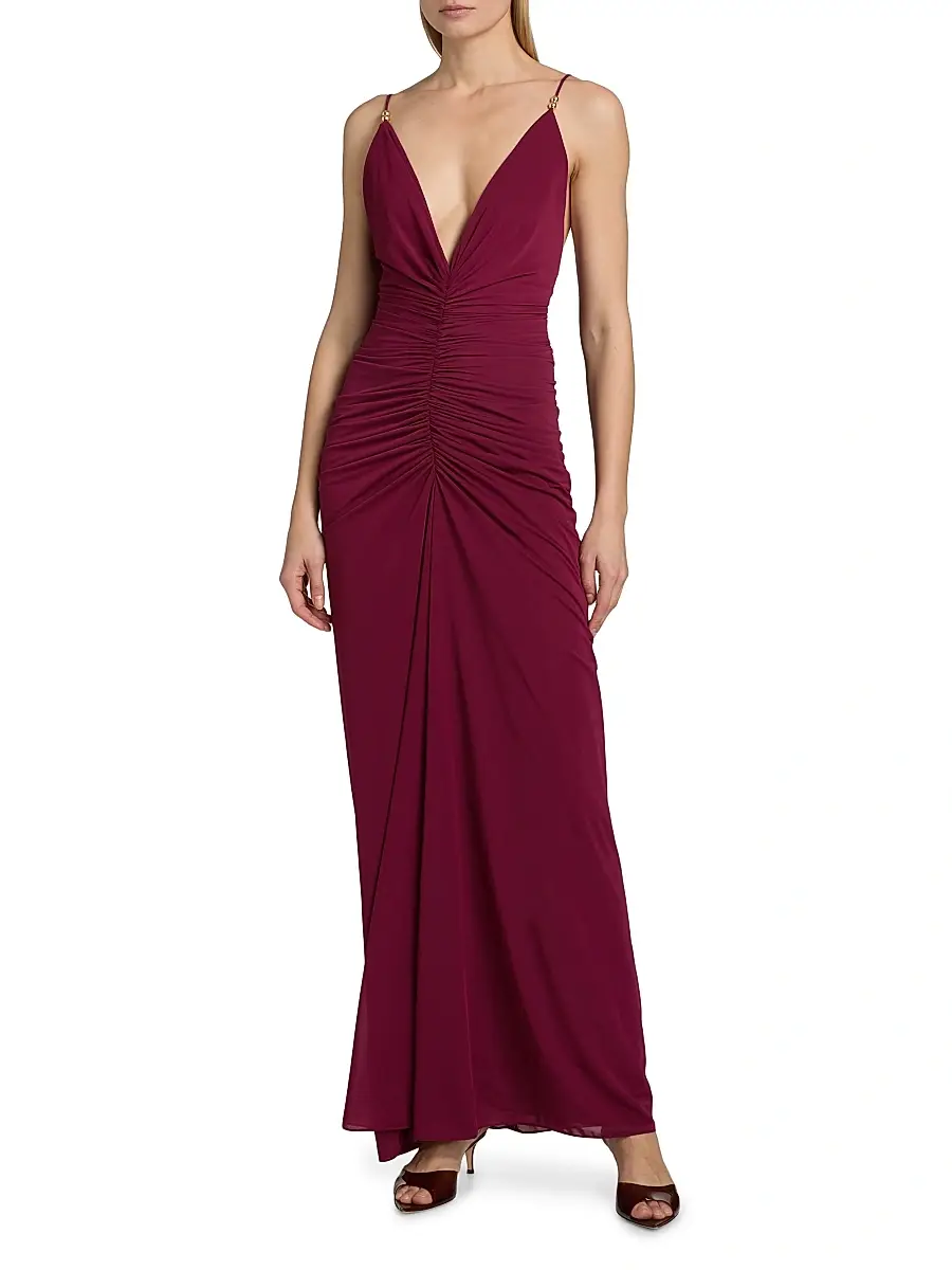 Ronny Kobo Women's Anya Ruched Maxi Dress | Thumbnail 3