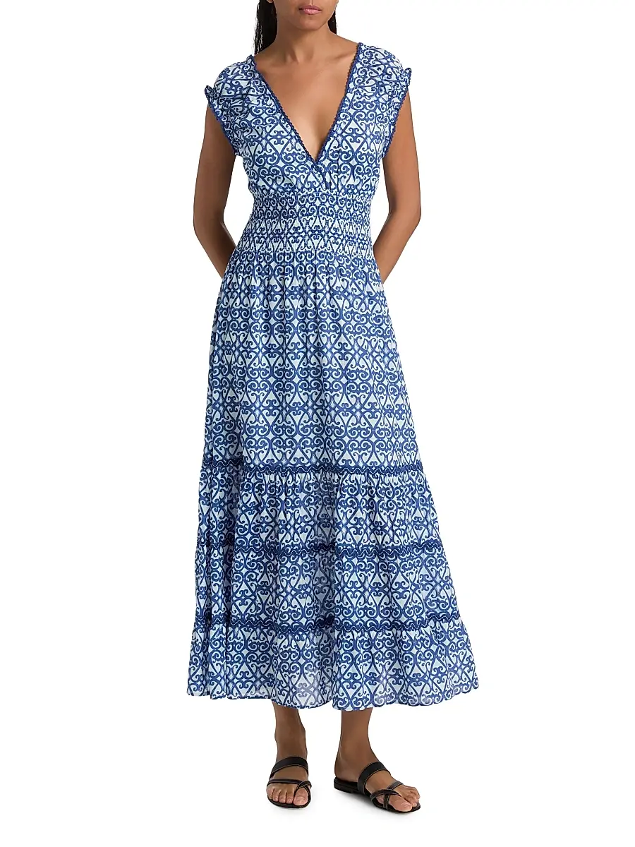 Ro's Garden Women's Hilda Printed Cotton Midi-Dress | Thumbnail 2 Ro's Garden Women's Hilda Printed Cotton Midi-Dress | Thumbnail 2