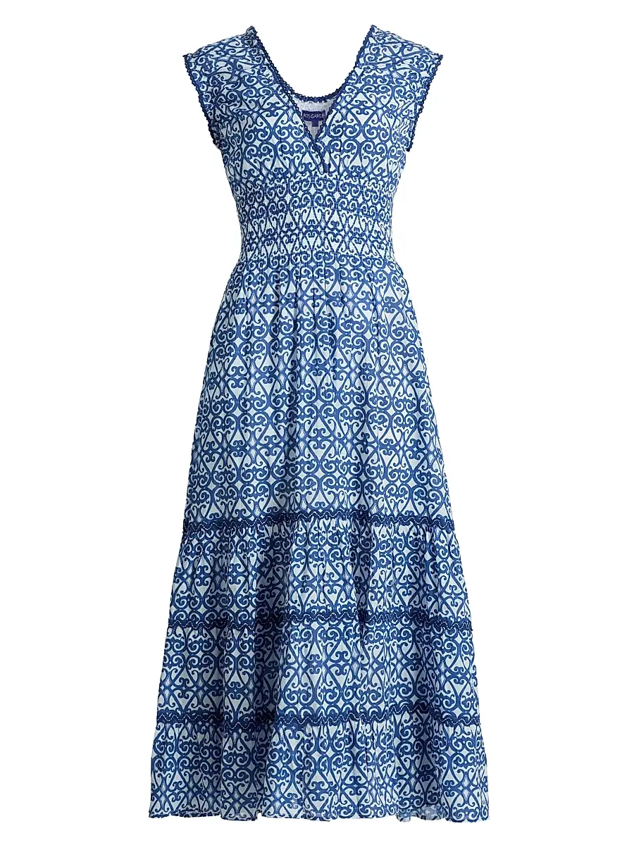 Ro's Garden Women's Hilda Printed Cotton Midi-Dress - Blue Siro - Size XL | Image 1 Ro's Garden Women's Hilda Printed Cotton Midi-Dress - Blue Siro - Size XL | Image 1