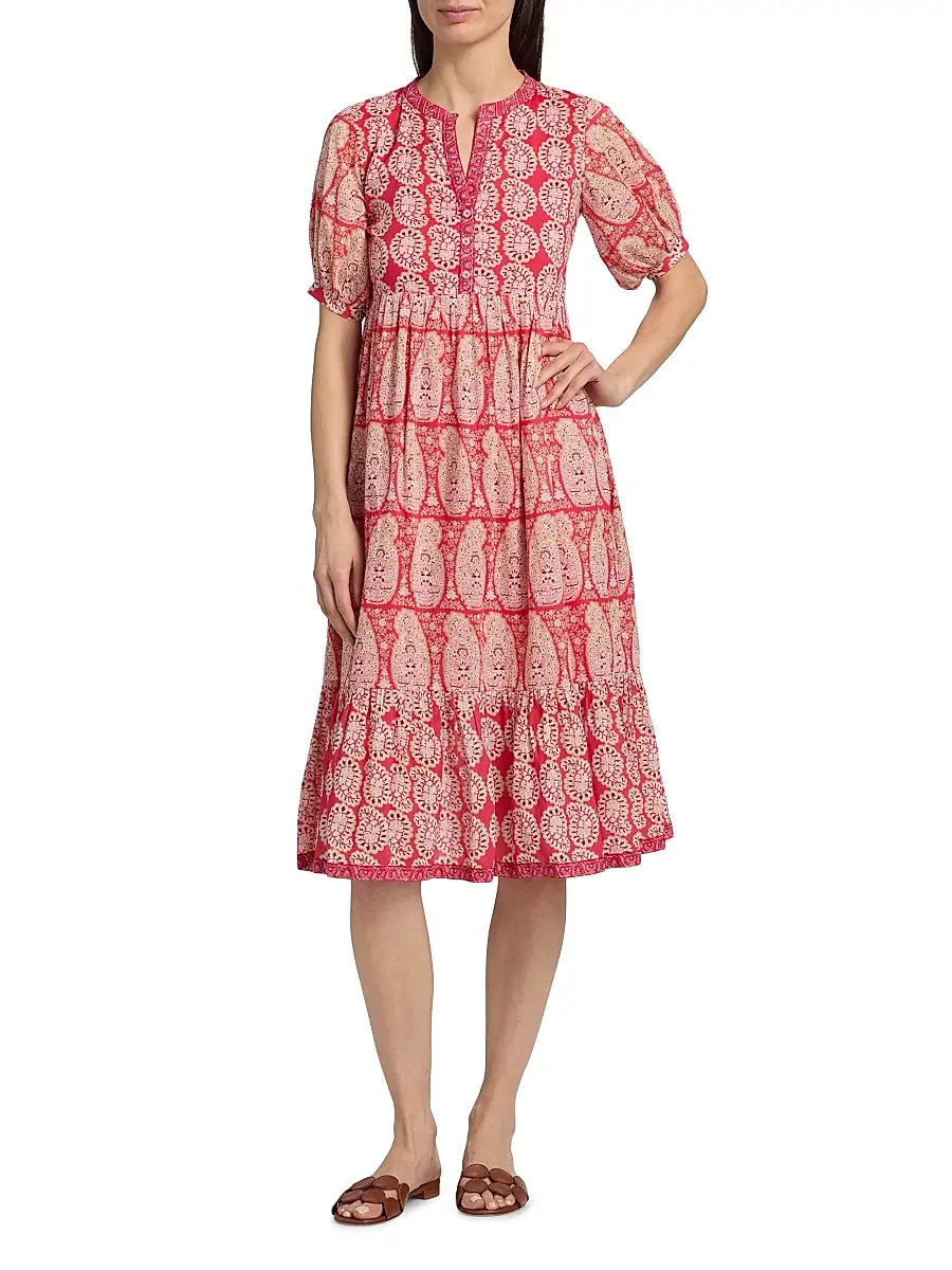 Ro's Garden Women's Sylvia Paisley Cotton Midi-Dress | Thumbnail 2 Ro's Garden Women's Sylvia Paisley Cotton Midi-Dress | Thumbnail 2