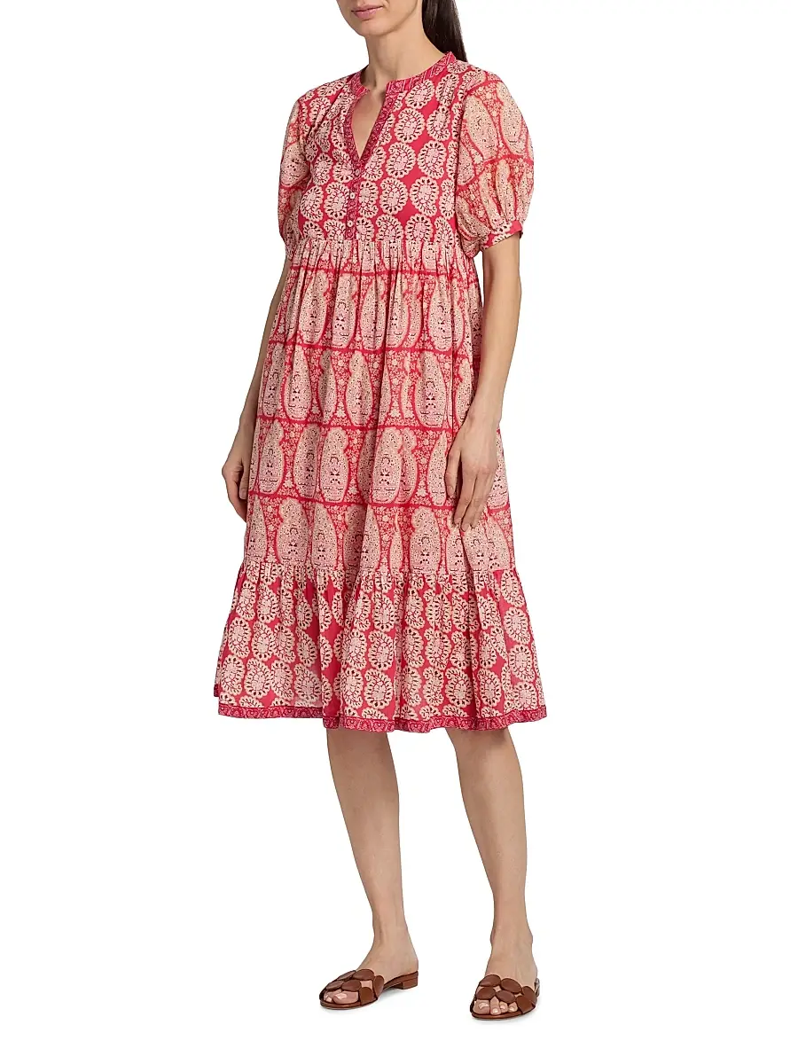 Ro's Garden Women's Sylvia Paisley Cotton Midi-Dress | Thumbnail 3 Ro's Garden Women's Sylvia Paisley Cotton Midi-Dress | Thumbnail 3