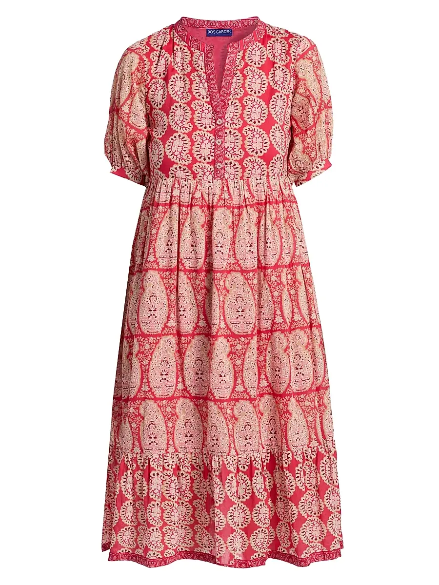 Ro's Garden Women's Sylvia Paisley Cotton Midi-Dress - Red Zahara - Size XL | Image 1 Ro's Garden Women's Sylvia Paisley Cotton Midi-Dress - Red Zahara - Size XL | Image 1