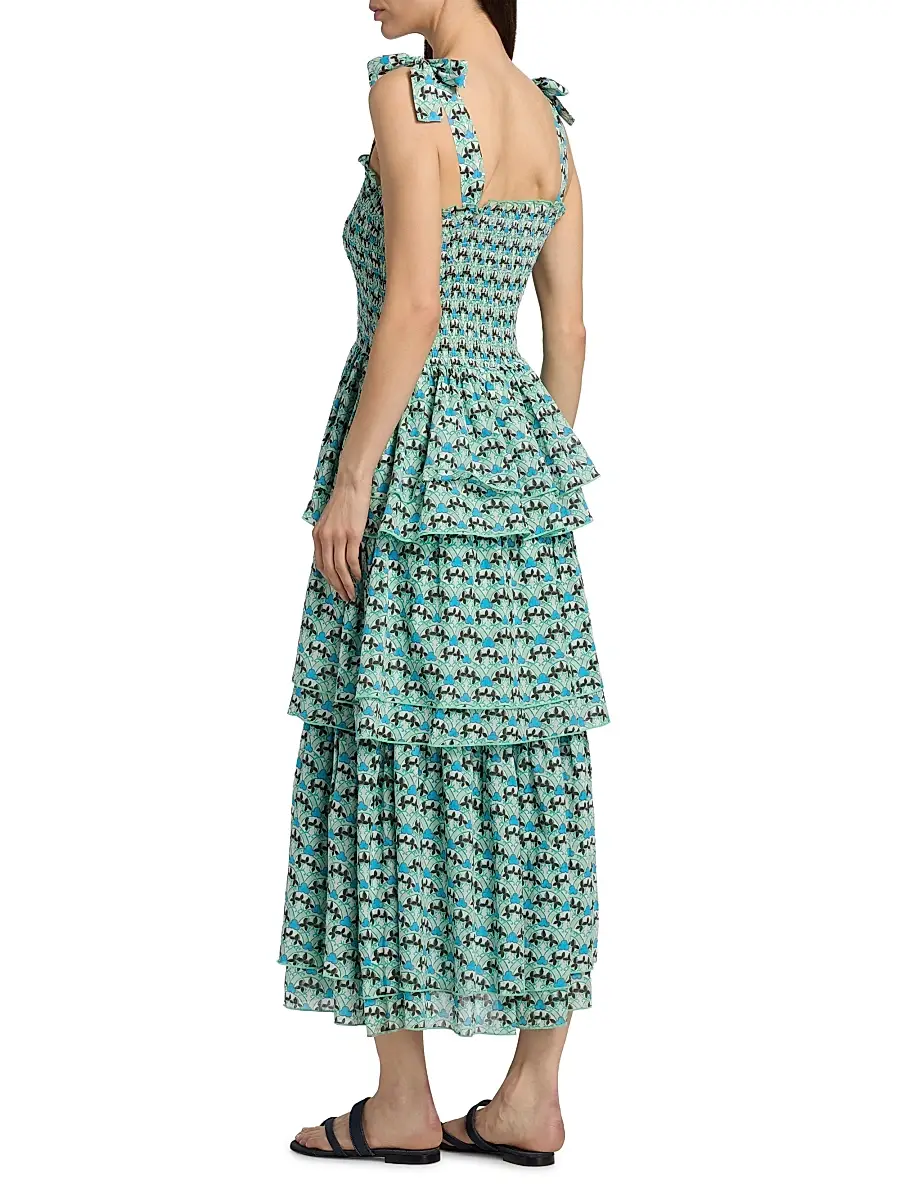 Ro's Garden Women's Spencer Printed Cotton Smocked Tiered Dress | Thumbnail 5 Ro's Garden Women's Spencer Printed Cotton Smocked Tiered Dress | Thumbnail 5
