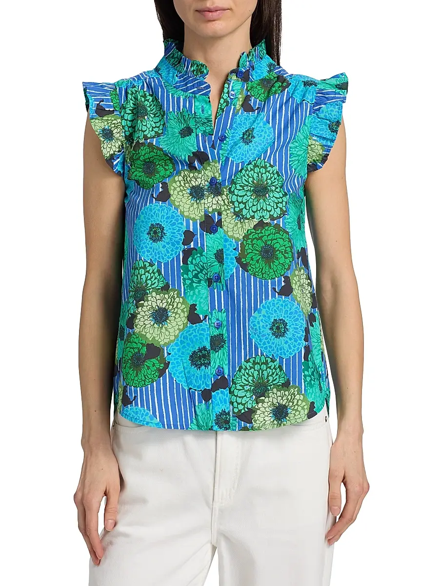 Ro's Garden Women's Frida Floral Cotton Poplin Shirt | Thumbnail 3 Ro's Garden Women's Frida Floral Cotton Poplin Shirt | Thumbnail 3