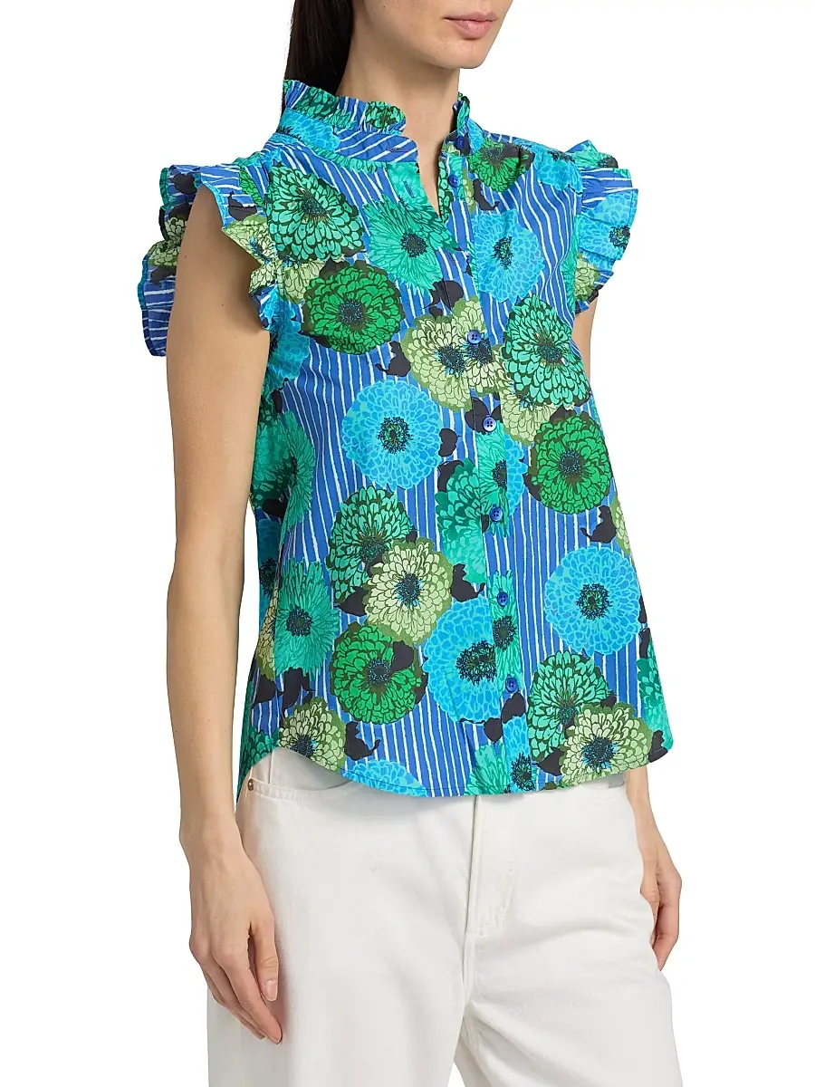 Ro's Garden Women's Frida Floral Cotton Poplin Shirt | Thumbnail 4 Ro's Garden Women's Frida Floral Cotton Poplin Shirt | Thumbnail 4
