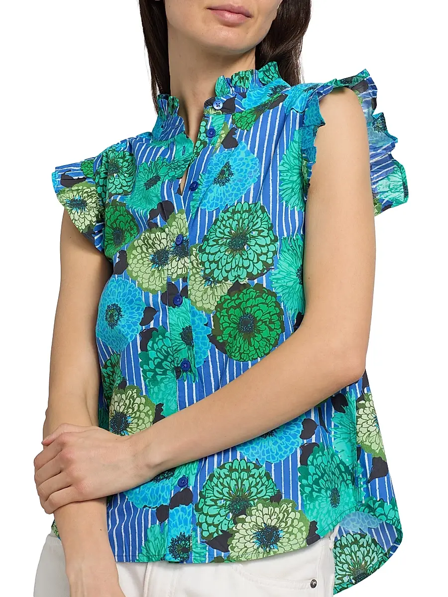 Ro's Garden Women's Frida Floral Cotton Poplin Shirt | Thumbnail 6 Ro's Garden Women's Frida Floral Cotton Poplin Shirt | Thumbnail 6