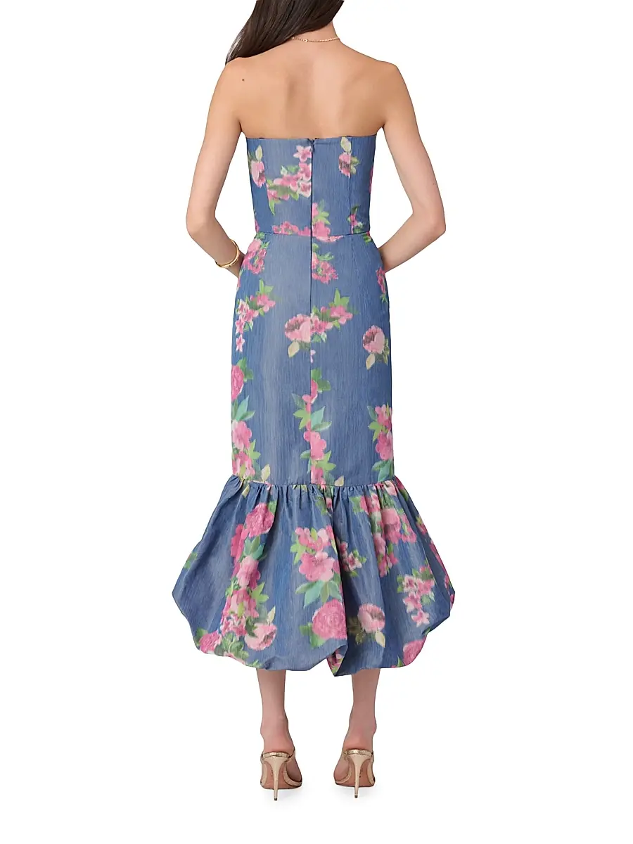 Shoshanna Women's Julieanne Floral Bubble-Hem Midi Dress | Thumbnail 3 Shoshanna Women's Julieanne Floral Bubble-Hem Midi Dress | Thumbnail 3