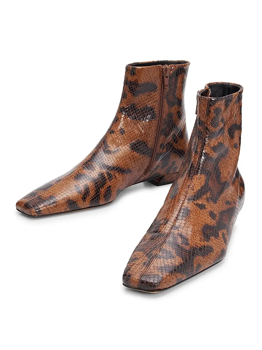 Proenza Schouler Women's Trap Flat Embossed-Leather Ankle Boots | Thumbnail 2