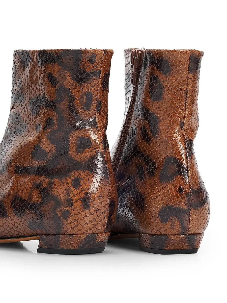 Proenza Schouler Women's Trap Flat Embossed-Leather Ankle Boots | Thumbnail 3
