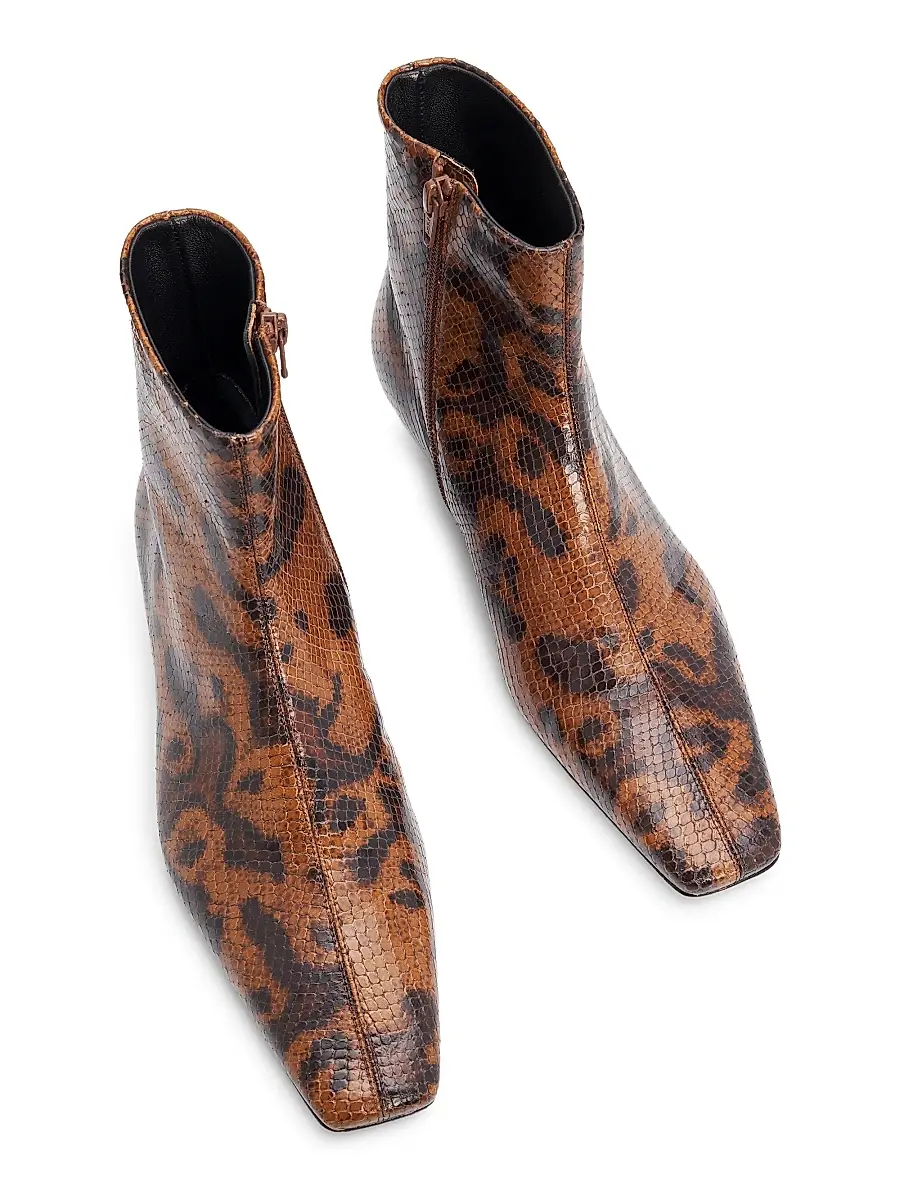 Proenza Schouler Women's Trap Flat Embossed-Leather Ankle Boots | Thumbnail 4