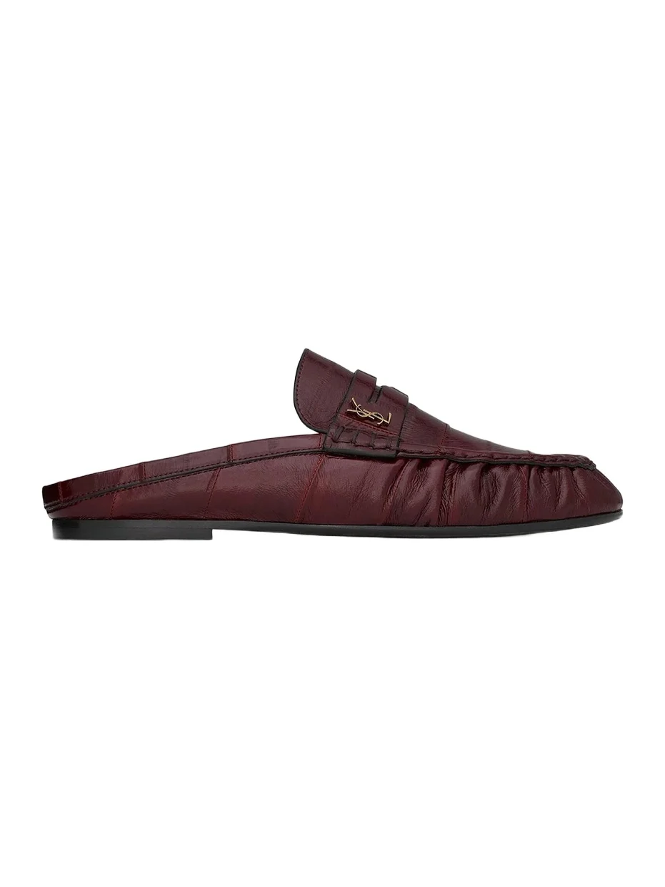 Saint Laurent Women's Le Loafers Mules in Eel - Deep Bordeaux