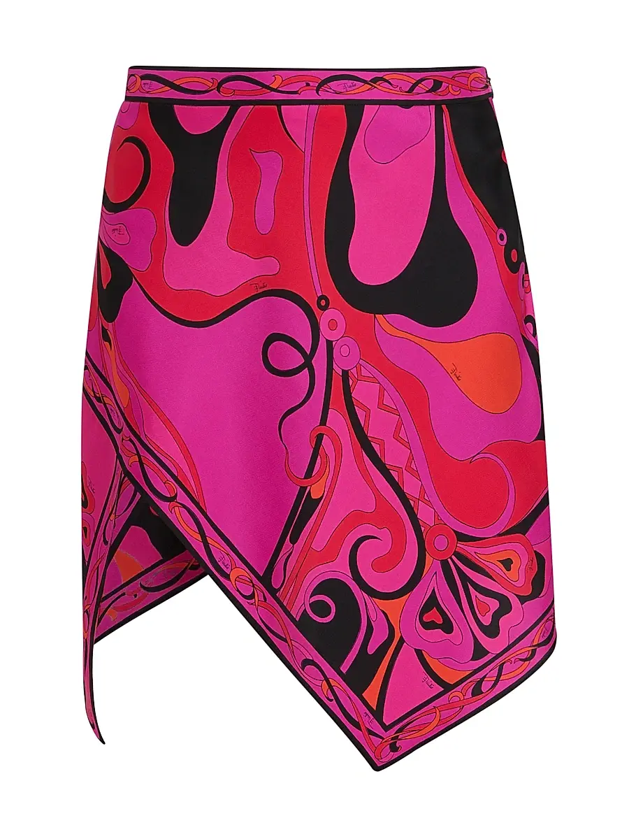 Pucci Women's L'Alba Printed Silk Twill Miniskirt - Fuchsia Black | Image 1 Pucci Women's L'Alba Printed Silk Twill Miniskirt - Fuchsia Black | Image 1