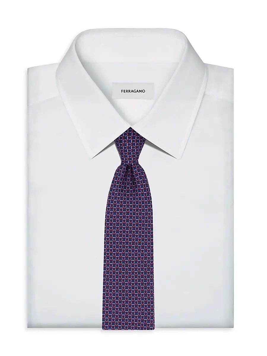 Ferragamo Men's Interlocking Gancini Silk Tie | Thumbnail 2 Ferragamo Men's Interlocking Gancini Silk Tie | Thumbnail 2
