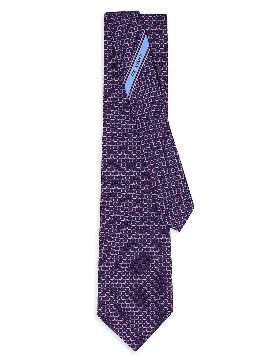Ferragamo Men's Interlocking Gancini Silk Tie | Thumbnail 3 Ferragamo Men's Interlocking Gancini Silk Tie | Thumbnail 3