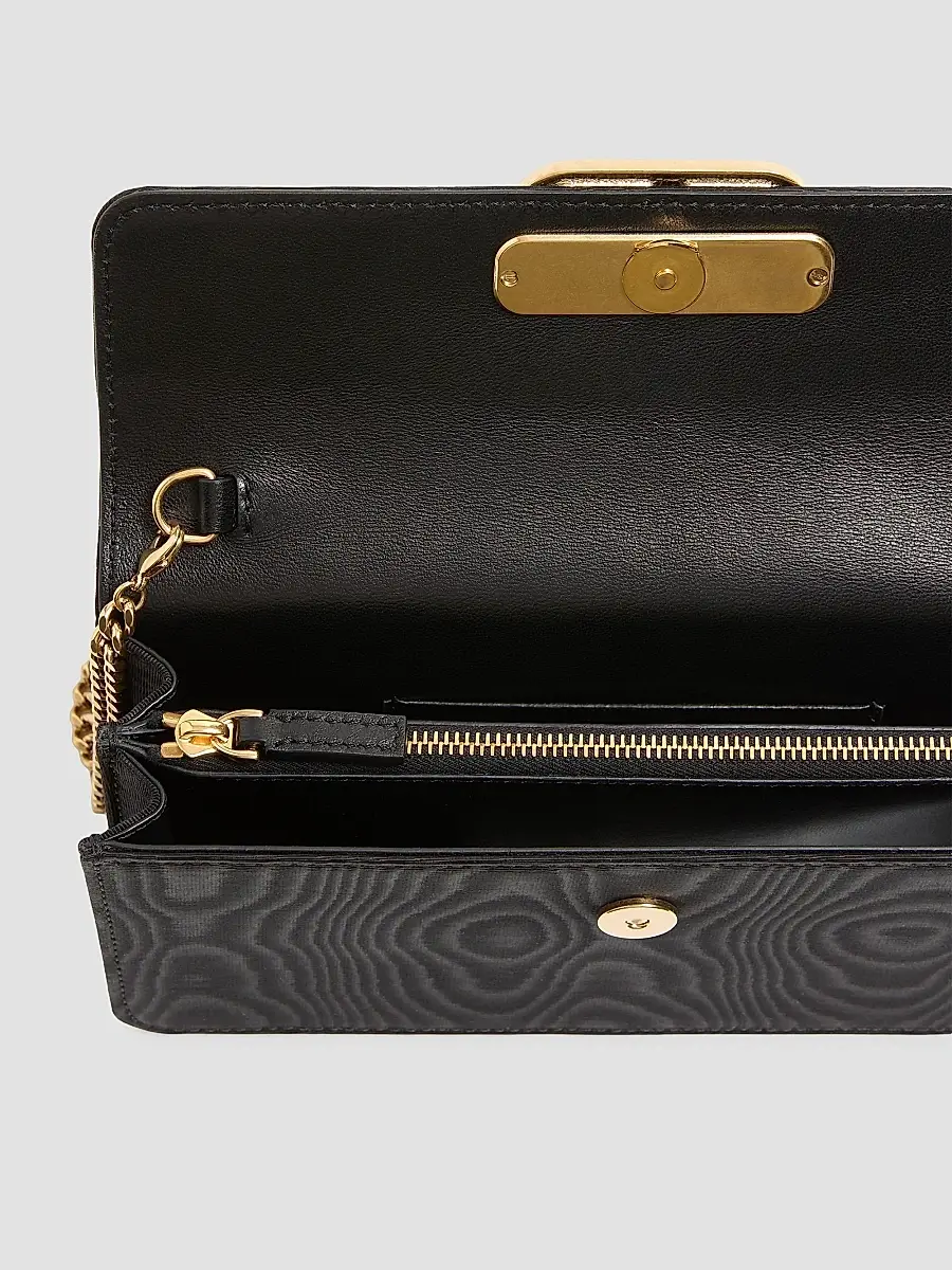 Valentino Women's VLogo Signature Chain Wallet in Moiré Fabric - Black | Thumbnail 5