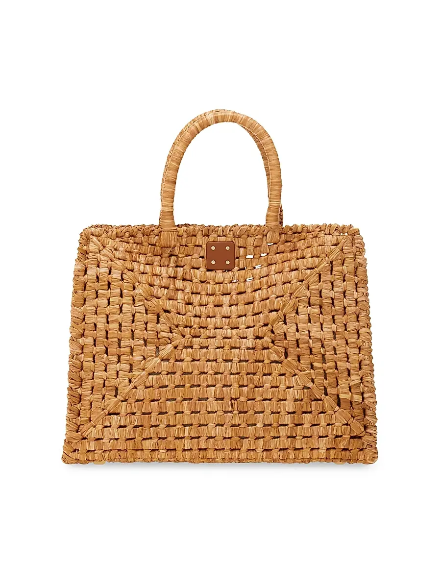 Ferragamo Women's Studio Box Open-Weave Raffia Top-Handle Bag | Thumbnail 3 Ferragamo Women's Studio Box Open-Weave Raffia Top-Handle Bag | Thumbnail 3