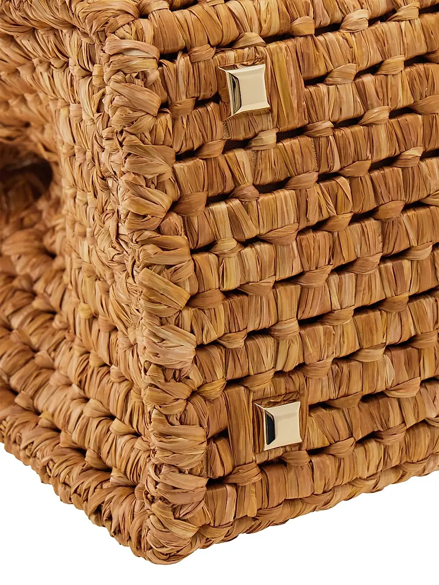 Ferragamo Women's Studio Box Open-Weave Raffia Top-Handle Bag | Thumbnail 7 Ferragamo Women's Studio Box Open-Weave Raffia Top-Handle Bag | Thumbnail 7