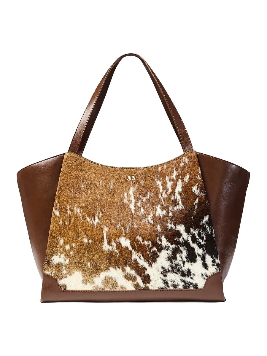 Juliette Open Winged Cow Print Tote