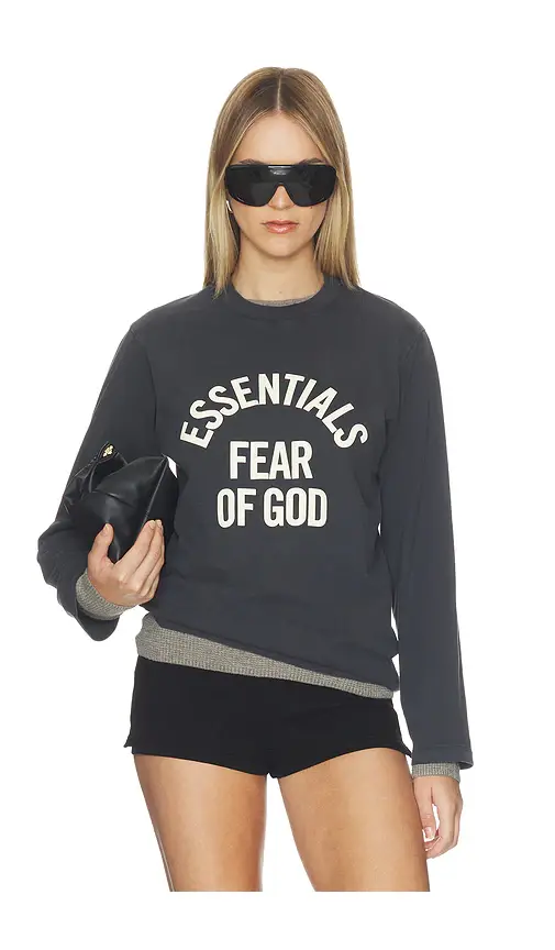 Fear of God Essentials Campus Classic Long Sleeve Tee | Image 1 Fear of God Essentials Campus Classic Long Sleeve Tee | Image 1