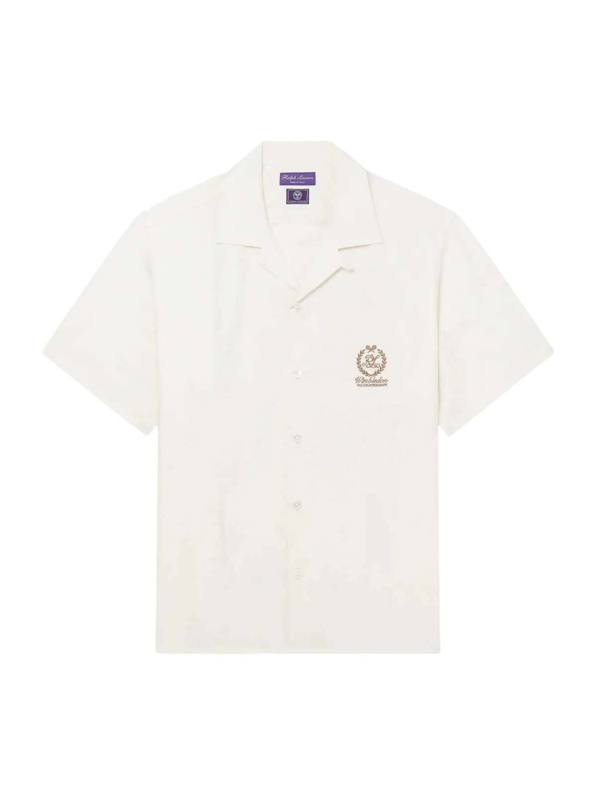 Wimbledon Camp-Collar Embroidered Silk and Linen-Blend Shirt - Men Wimbledon Camp-Collar Embroidered Silk and Linen-Blend Shirt - Men