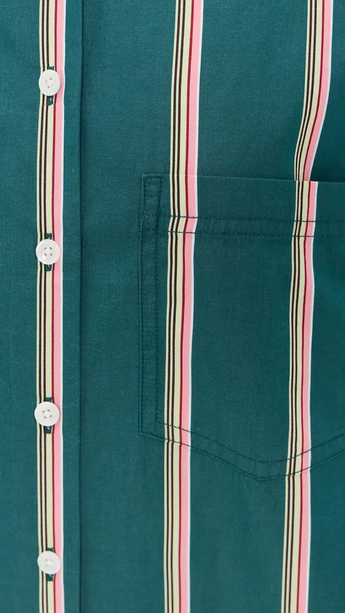 Madewell x Shopbop Easy Shirt In Mid-Weight Poplin Retro Stripe Deep Lagoon | Thumbnail 6