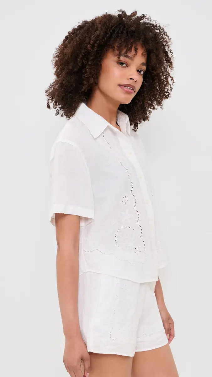 Madewell x Shopbop Button-Front Boxy Shirt in 100% Linen White | Thumbnail 4