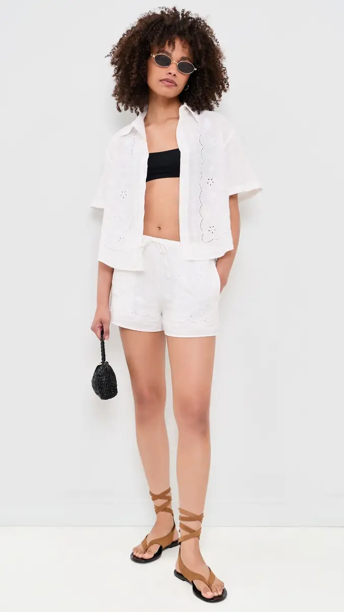 Madewell x Shopbop Button-Front Boxy Shirt in 100% Linen White | Thumbnail 5
