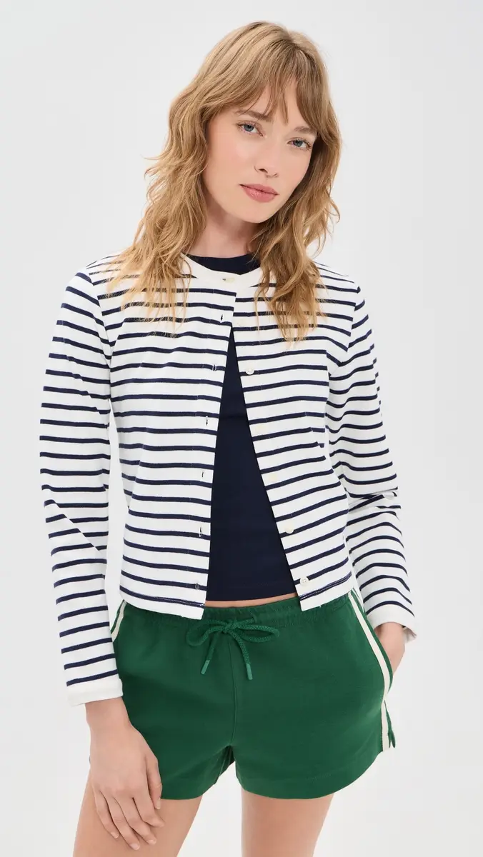 Alex Mill Coco Sport Cadigan In Stripe Ivory/Navy | Thumbnail 2 Alex Mill Coco Sport Cadigan In Stripe Ivory/Navy | Thumbnail 2