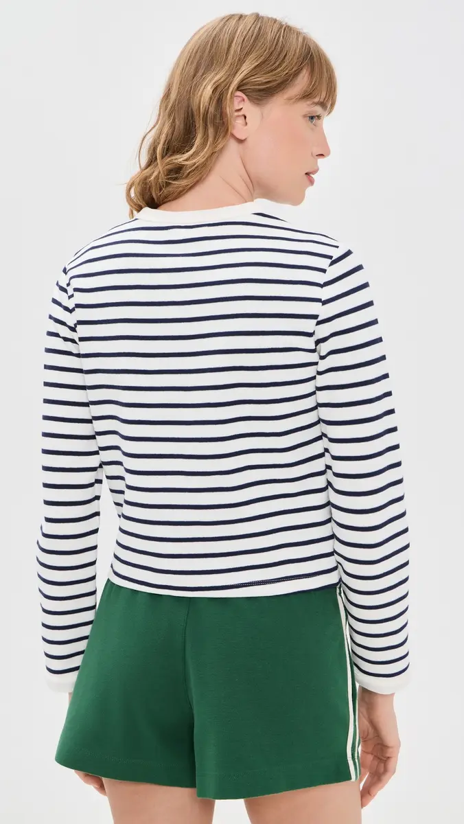 Alex Mill Coco Sport Cadigan In Stripe Ivory/Navy | Thumbnail 3 Alex Mill Coco Sport Cadigan In Stripe Ivory/Navy | Thumbnail 3