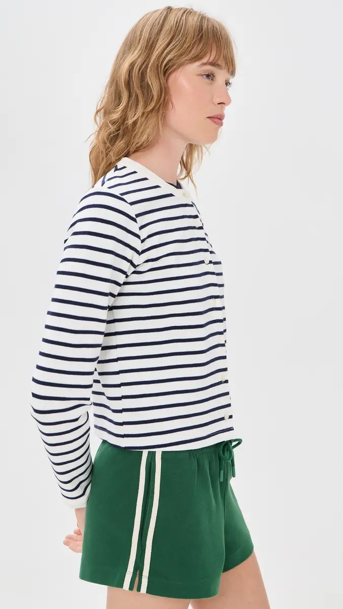 Alex Mill Coco Sport Cadigan In Stripe Ivory/Navy | Thumbnail 4 Alex Mill Coco Sport Cadigan In Stripe Ivory/Navy | Thumbnail 4