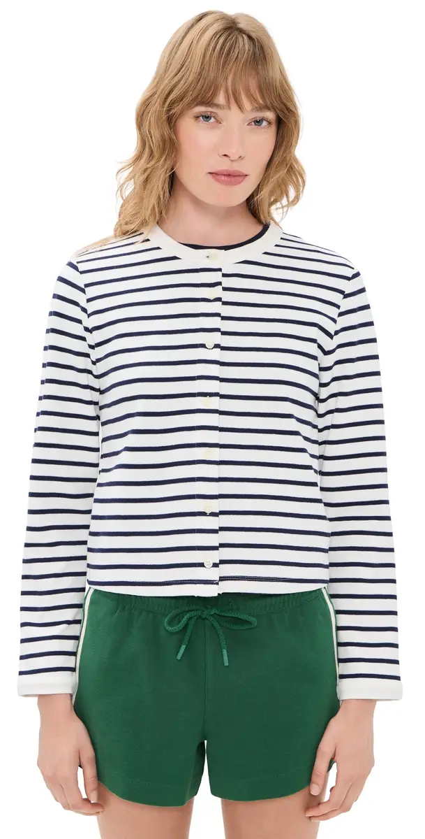 Alex Mill Coco Sport Cadigan In Stripe /Navy | Image 1 Alex Mill Coco Sport Cadigan In Stripe /Navy | Image 1