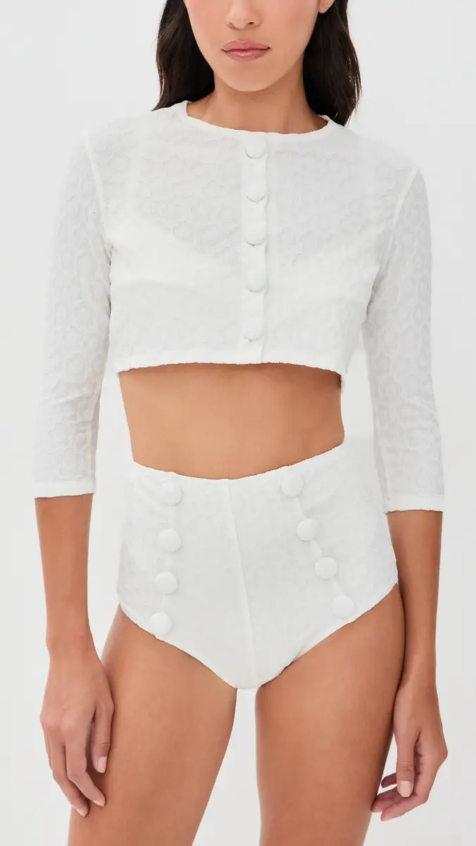 Lisa Marie Fernandez Cropped Cardigan | Thumbnail 2 Lisa Marie Fernandez Cropped Cardigan | Thumbnail 2