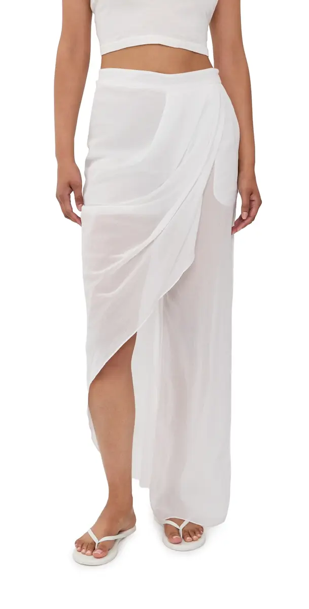 Christopher Esber Draped Skirt Cotton Trousers White | Image 1 Christopher Esber Draped Skirt Cotton Trousers White | Image 1