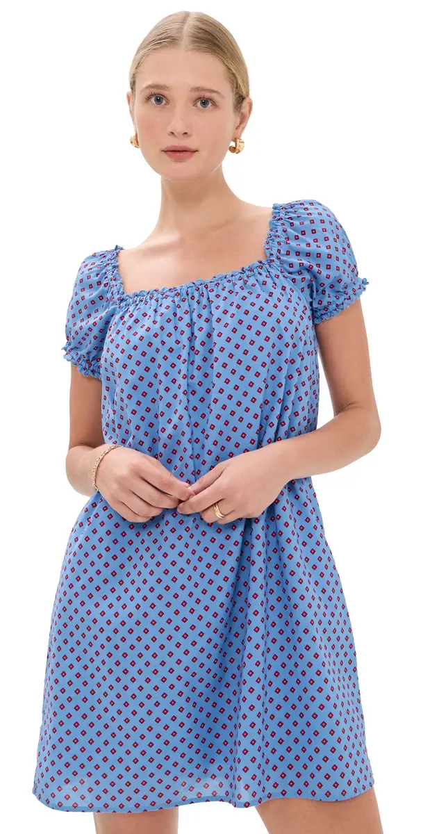 Madewell The Chateau Mini Dress Diamond Foulard Calm Blue | Image 1 Madewell The Chateau Mini Dress Diamond Foulard Calm Blue | Image 1