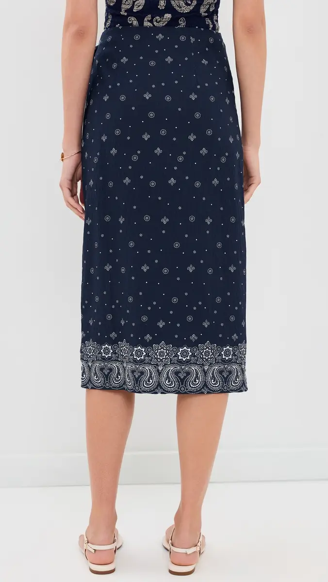 Madewell x Shopbop Sarong Midi Skirt in Linen Blend Bandana Mix White | Thumbnail 3 Madewell x Shopbop Sarong Midi Skirt in Linen Blend Bandana Mix White | Thumbnail 3