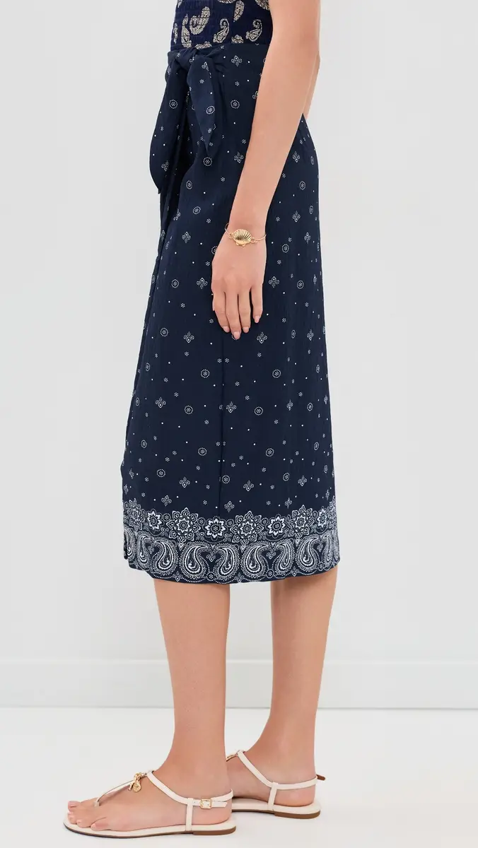 Madewell x Shopbop Sarong Midi Skirt in Linen Blend Bandana Mix White | Thumbnail 4 Madewell x Shopbop Sarong Midi Skirt in Linen Blend Bandana Mix White | Thumbnail 4