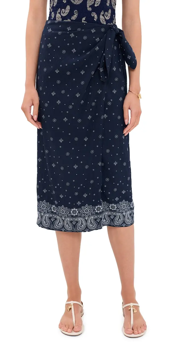 Madewell x hopbop arong Midi Skirt in Linen Blend Bandana Mix White | Image 1 Madewell x hopbop arong Midi Skirt in Linen Blend Bandana Mix White | Image 1
