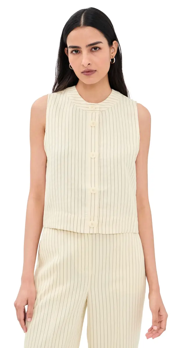 Favorite Daughter The Fine Line Top Cream Pinstripe | Image 1 Favorite Daughter The Fine Line Top Cream Pinstripe | Image 1